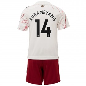 Jalkapallo Pelipaidat Arsenal Pierre-Emerick Aubameyang 14 Lasten Vieraspaita 2020-2021 Lyhythihainen